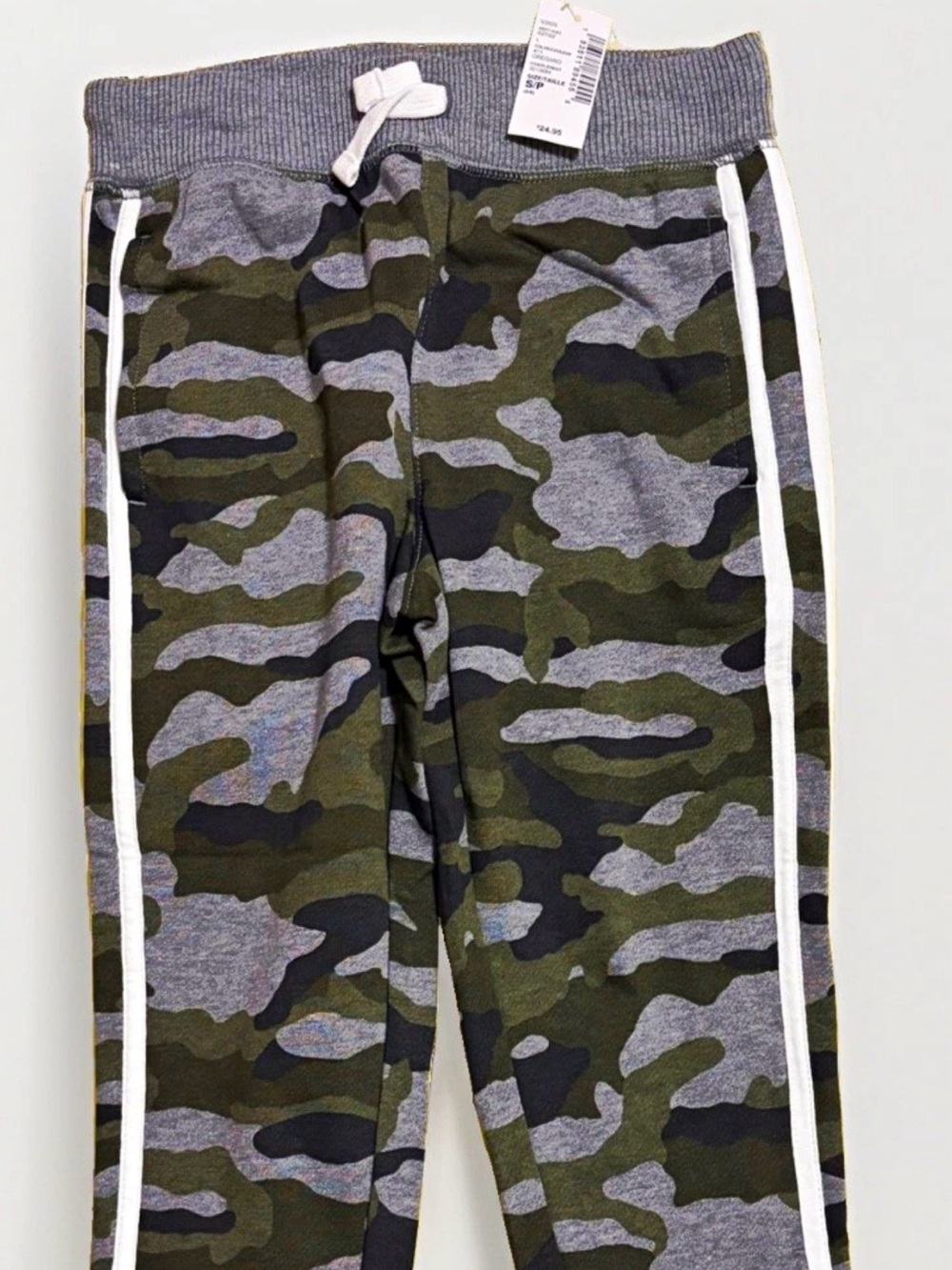 S/Kids Camo Jogger Pants with Side Stripe - Green/Gray